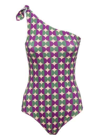 Shop La Doublej Goddess Graphic-print Swimsuit In Purple