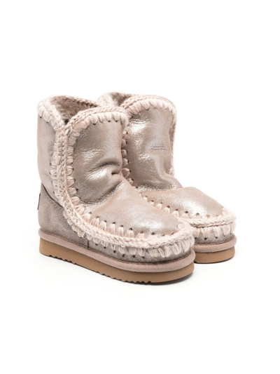 Shop Mou Shearling-lined Leather Boots In Pink
