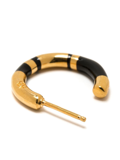 Shop Aurelie Bidermann Positano Hoop Earrings In Gold & Black Bakelite