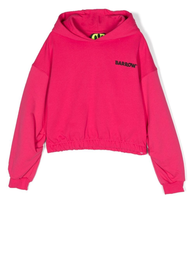 Barrow Smiley-print Cotton Hoodie In Pink