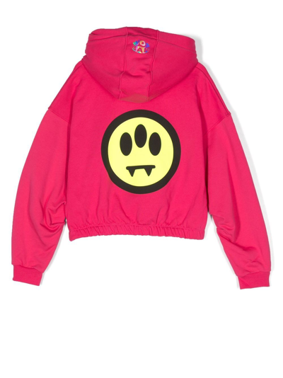 Barrow Smiley-print Cotton Hoodie In Pink