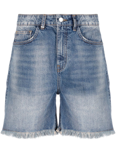 Shop Flaneur Homme Frayed-hem Denim Shorts In Blue