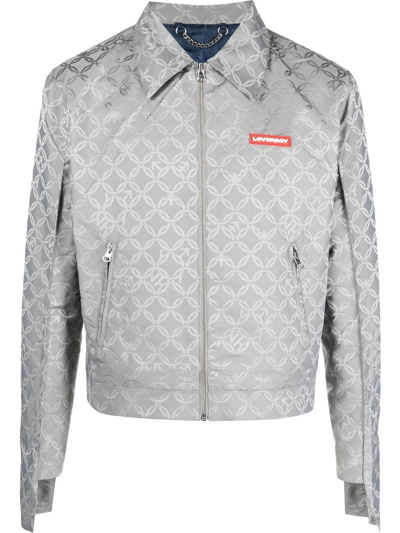 Shop Charles Jeffrey Loverboy Chest Logo-patch Detail Jacket In Grey