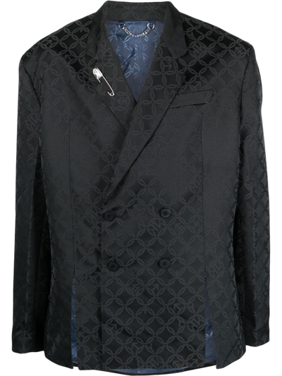 Shop Charles Jeffrey Loverboy Gender Jacquard Oversized Double-breasted Blazer In Black