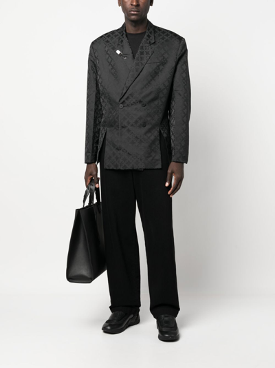 Shop Charles Jeffrey Loverboy Gender Jacquard Oversized Double-breasted Blazer In Black