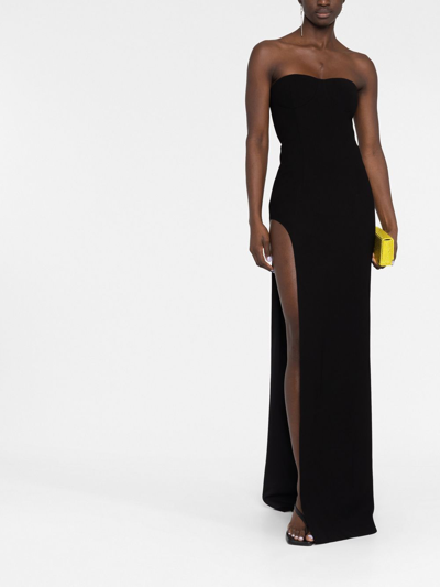 Shop Monot High-slit Strapless Dress In Black