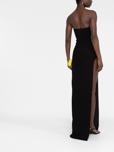 Shop Monot High-slit Strapless Dress In Black