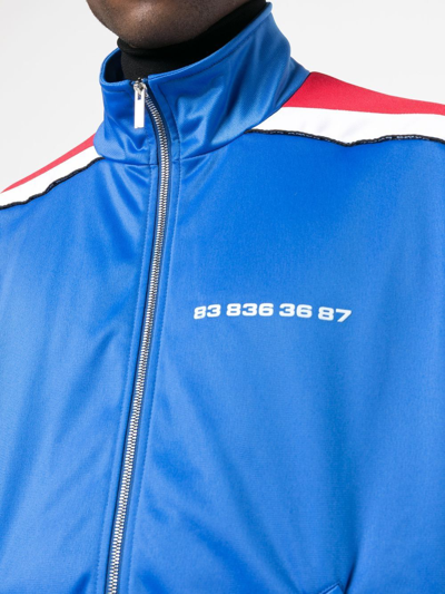 Shop Vtmnts Logo-print Zip-up Sweatshirt In Blue
