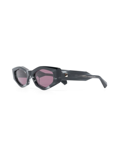 Shop Valentino Rockstud Irregular-frame Sunglasses In Black