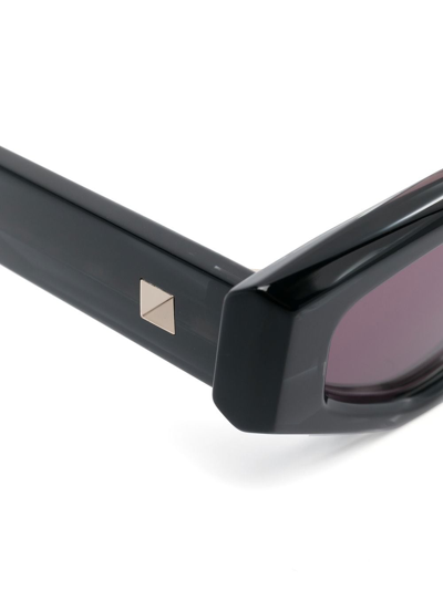 Shop Valentino Rockstud Irregular-frame Sunglasses In Black