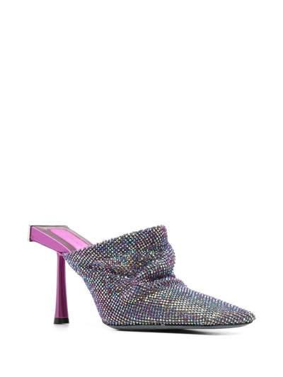 Shop Benedetta Bruzziches Crystal-embellished 90mm Mules In Purple