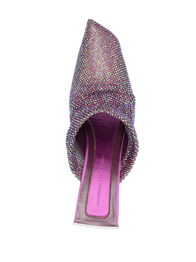 Shop Benedetta Bruzziches Crystal-embellished 90mm Mules In Purple