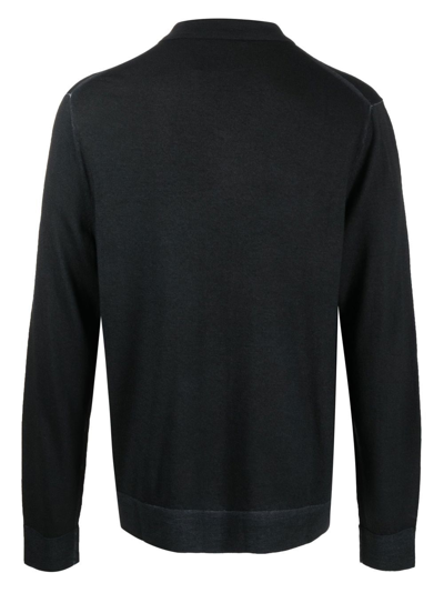 Shop Michael Kors Long-sleeve Polo Shirt In Black
