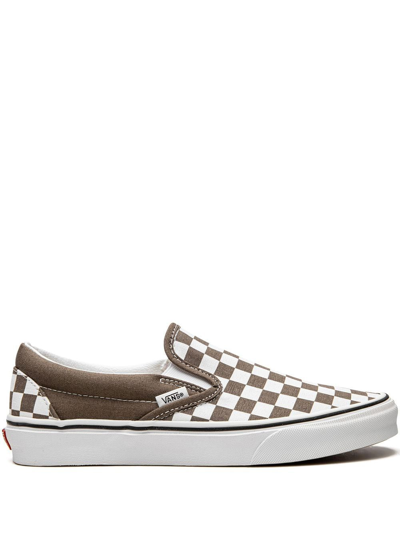 Shop Vans Checkerboard Classic Slip On Sneakers In Brown