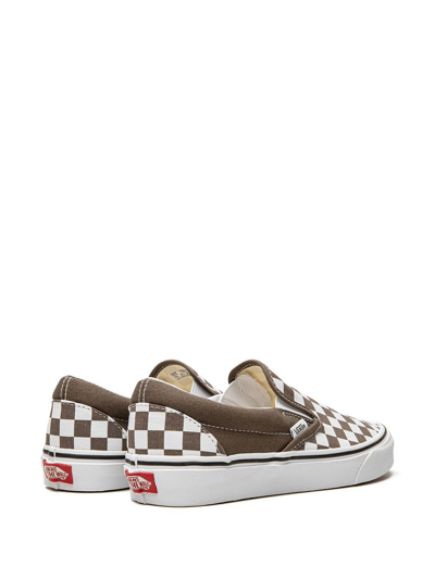 Shop Vans Checkerboard Classic Slip On Sneakers In Brown