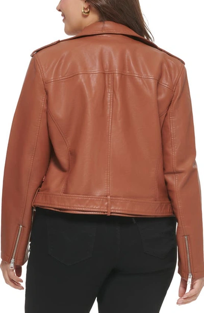 Shop Levi's® Water Repellent Faux Leather Fashion Belted Moto Jacket In Camel
