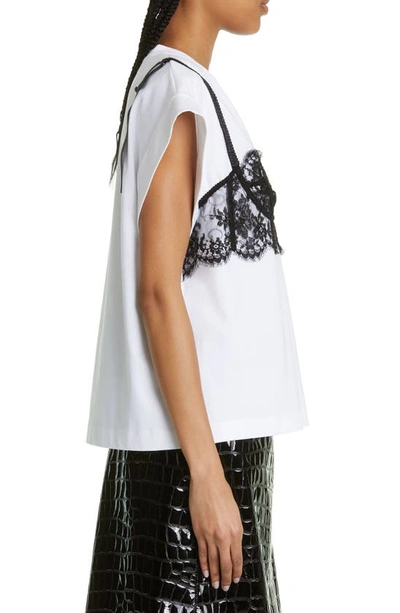 Shop Dolce & Gabbana Lace Bustier Detail T-shirt In Bianco Naturale