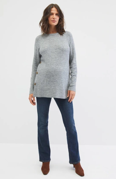 Shop Motherhood Maternity Side Button Maternity Sweater In Med Heather Grey