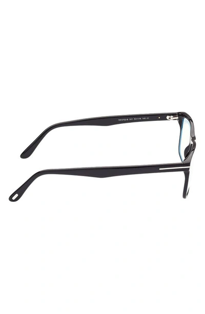 Shop Tom Ford 53mm Square Blue Light Blocking Optical Glasses In Shiny Black