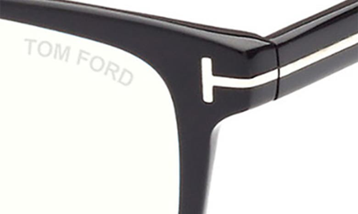 Shop Tom Ford 53mm Square Blue Light Blocking Optical Glasses In Shiny Black