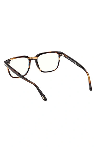 Shop Tom Ford 53mm Square Blue Light Blocking Glasses In Dark Brown / Smoke