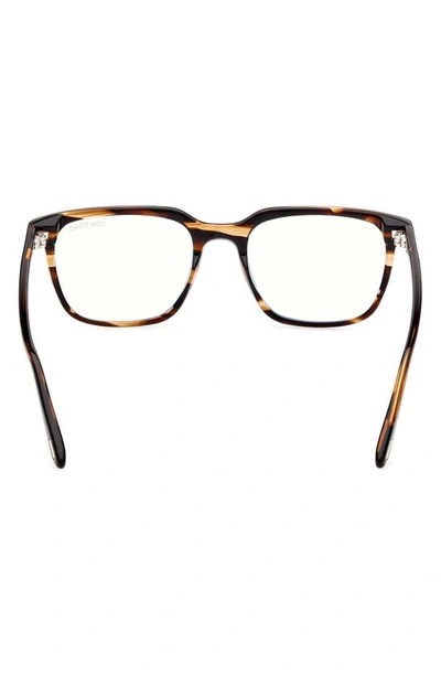 Shop Tom Ford 53mm Square Blue Light Blocking Glasses In Dark Brown / Smoke