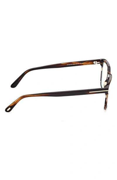 Tom Ford 53mm Square Blue Light Blocking Glasses In Dark Brown / Smoke