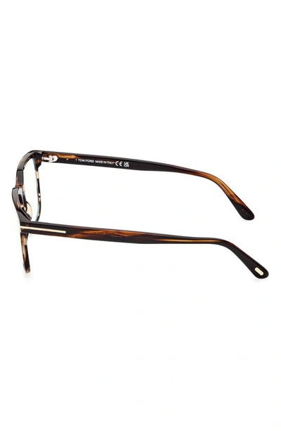 Shop Tom Ford 53mm Square Blue Light Blocking Glasses In Dark Brown / Smoke