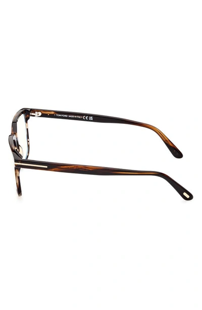 Tom Ford 53mm Square Blue Light Blocking Glasses In Dark Brown / Smoke