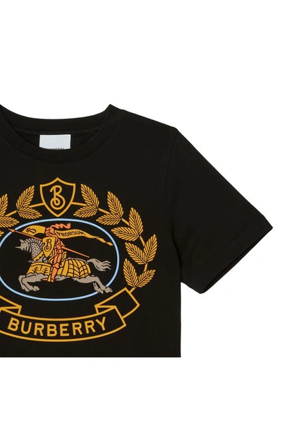 Shop Burberry Kids' Equestrian Knight Cotton Graphic Tee In Black