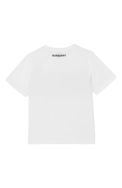 Shop Burberry Kids' Cedar Check Panel Cotton T-shirt In White