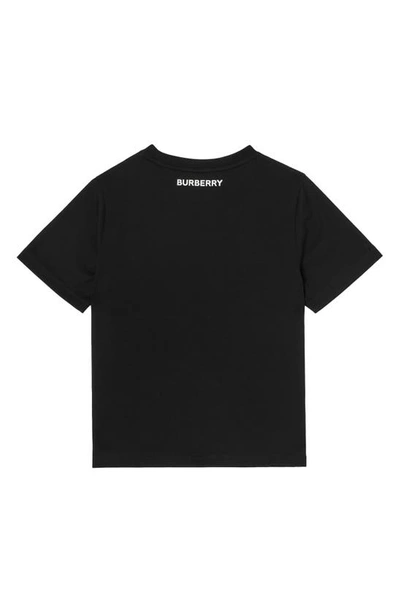 Shop Burberry Kids' Cedar Check Panel Cotton T-shirt In Black