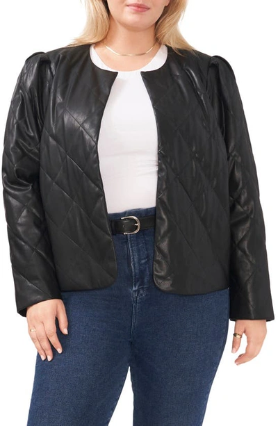 Shop Vince Camuto Puff Shoulder Quilted Faux Leather Jacket In Rich Black