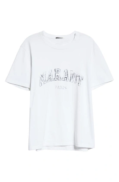 Shop Isabel Marant Honore Cotton Logo Graphic Tee In White 20wh