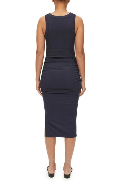 Shop Michael Stars Wren Side Slit Sleeveless Body-con Midi Dress In Admiral