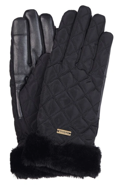 Shop Barbour Norwood Mixed Media Gloves In Black