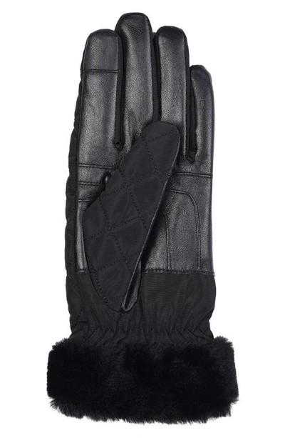 Barbour Norwood Mixed Media Gloves In Black