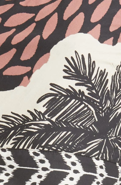 Shop Johanna Ortiz Paraiso Natural Tropical Print Crop Cotton Top In Burnt Maroon/ Black/ Ecru