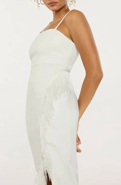 Shop Likely Imani Feather Detail Cocktail Dress In White