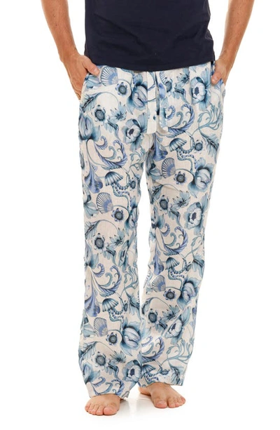 Shop The Lazy Poet Drew Blue Medusa Linen Pajama Pants