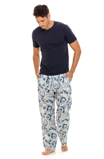 Shop The Lazy Poet Drew Blue Medusa Linen Pajama Pants