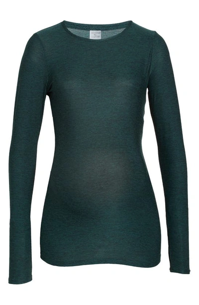 Shop Beyond Yoga Classic Crewneck Maternity Pullover In Forest Green - Pine