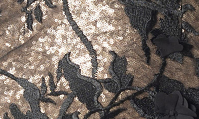 Shop Dress The Population Tatum Embroidered Floral Sequin V-neck Minidress In Brushed Gold M