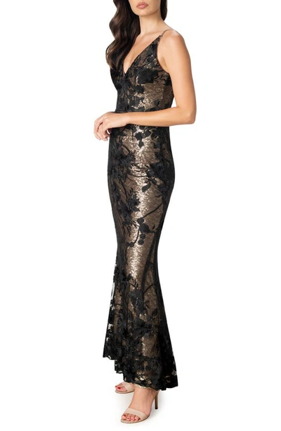 Dress The Population Sharon Gown In Brushed Gold M