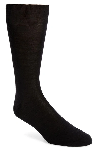Shop Canali Solid Wool Blend Socks In Black