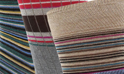 Shop Lorenzo Uomo Assorted 6-pack Stripe Dress Socks Gift Box In Charcoal