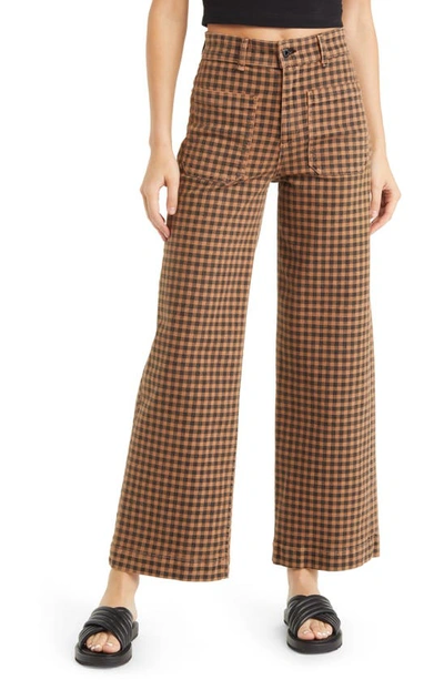 Shop Askk Ny Sailor Plaid High Waist Wide Leg Pants In Camel Plaid