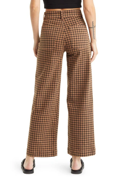 Shop Askk Ny Sailor Plaid High Waist Wide Leg Pants In Camel Plaid