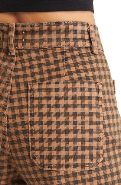 Shop Askk Ny Sailor Plaid High Waist Wide Leg Pants In Camel Plaid