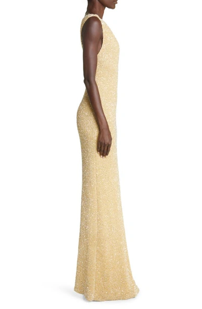 Shop Proenza Schouler Sequin Knit Body-con Maxi Dress In Pale Yellow
